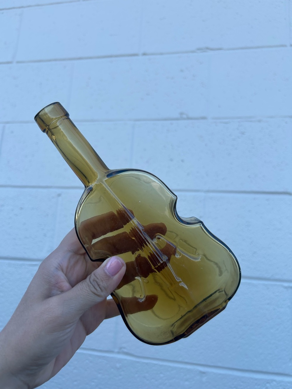 Amber Glass Violin-Shaped Decorative Bottle - Home Art